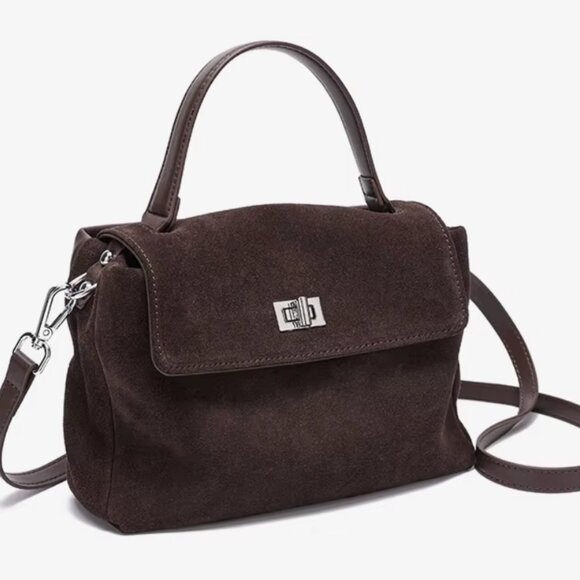 Elegant Genuine Suede Leather Crossbody Shoulder Bag Women Designer 5 Colors - Picture 1 of 16